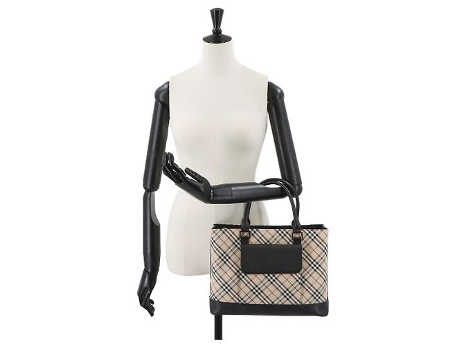 Borsa Burberry Nova Check Nero Beige - vista 11