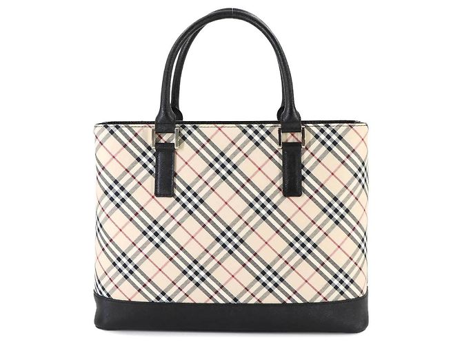 Borsa Burberry Nova Check Nero Beige - vista 3