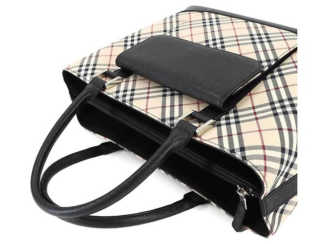 Borsa Burberry Nova Check Nero Beige - vista 6