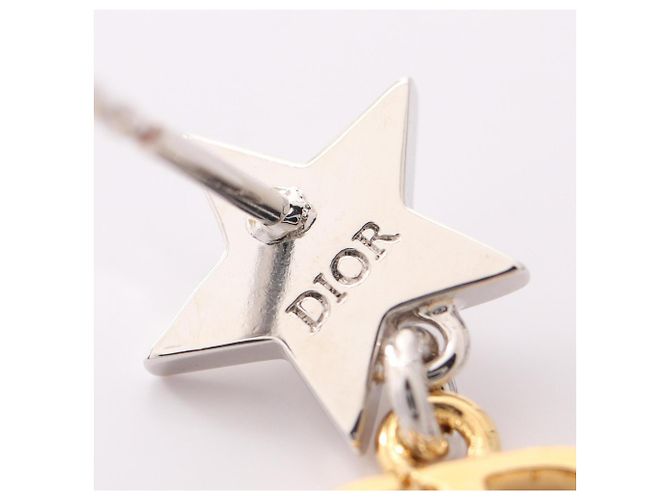 Pendientes Christian Dior CD Logo Plata Blanco Dorado - vista 3