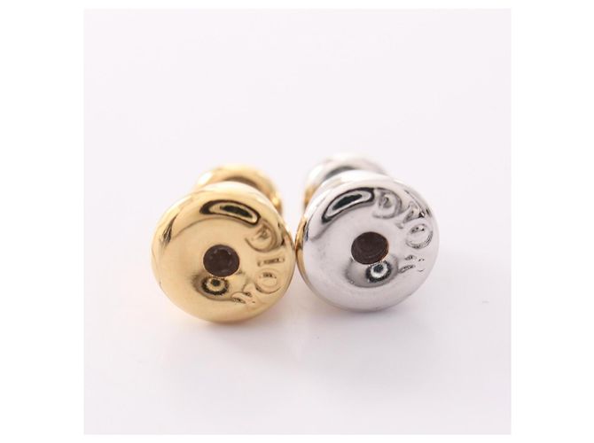 Pendientes Christian Dior CD Logo Plata Blanco Dorado - vista 6