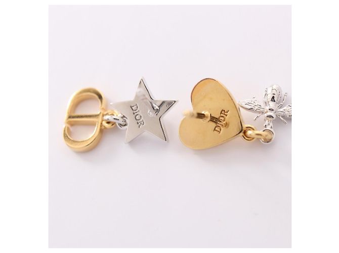 Pendientes Christian Dior CD Logo Plata Blanco Dorado - vista 7