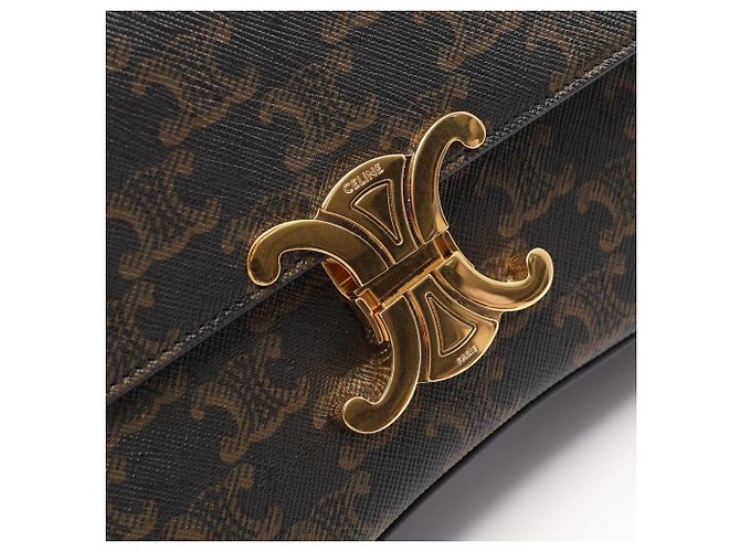 Céline Borsa a spalla Celine Triomphe Laura Medium Marrone Nero - vista 7