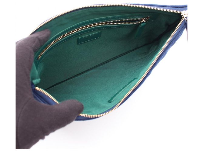 Borsa a mano clutch Chanel Matelassé Second Bag Blu - vista 3