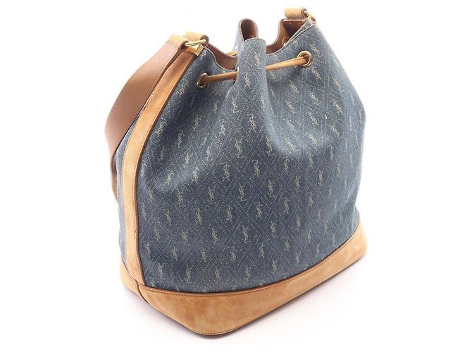 Yves Saint Laurent Saint Laurent Paris Le Monogram Bucket Bag Marrone Blu navy - vista 2