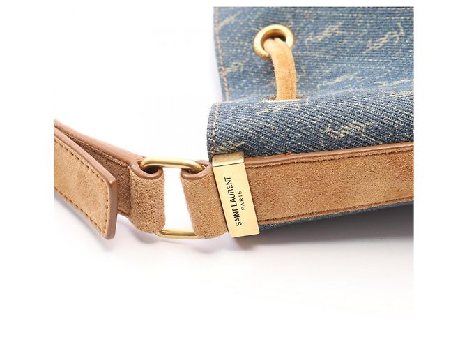 Yves Saint Laurent Saint Laurent Paris Le Monogram Bucket Bag Marrone Blu navy - vista 7