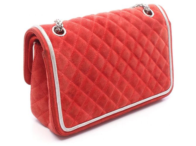 Borsa a tracolla Chanel 2.55 Matelassé Mademoiselle con catena Argento Rosso - vista 2