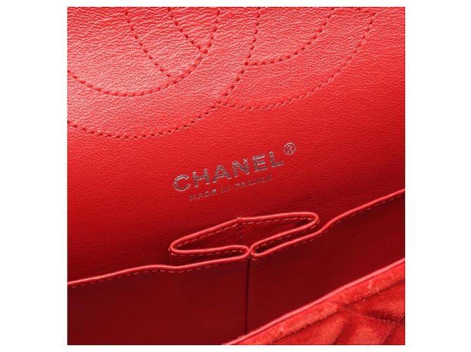 Borsa a tracolla Chanel 2.55 Matelassé Mademoiselle con catena Argento Rosso - vista 4