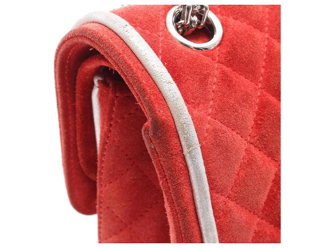 Borsa a tracolla Chanel 2.55 Matelassé Mademoiselle con catena Argento Rosso - vista 6