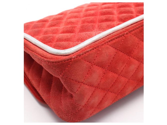 Borsa a tracolla Chanel 2.55 Matelassé Mademoiselle con catena Argento Rosso - vista 7