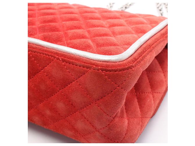 Borsa a tracolla Chanel 2.55 Matelassé Mademoiselle con catena Argento Rosso - vista 8