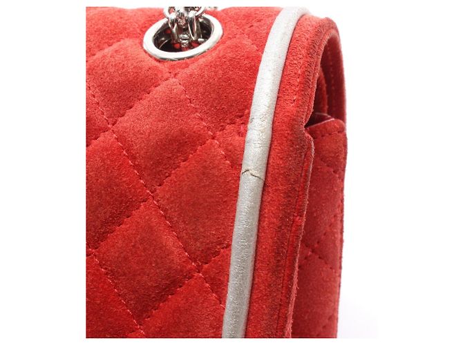 Borsa a tracolla Chanel 2.55 Matelassé Mademoiselle con catena Argento Rosso - vista 9