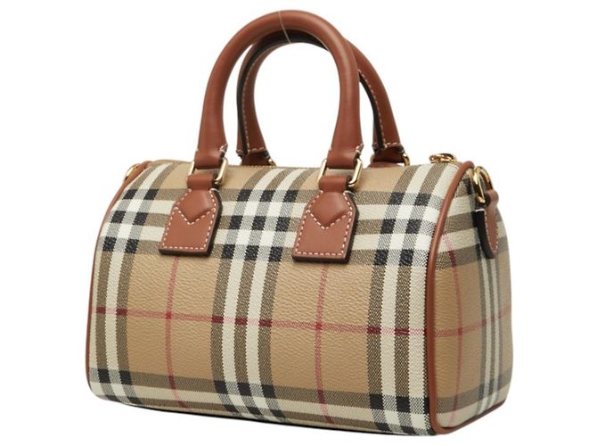 Borsa Mini Bowling Burberry Nova Check Marrone - vista 2