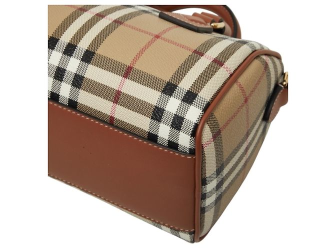 Borsa Mini Bowling Burberry Nova Check Marrone - vista 4