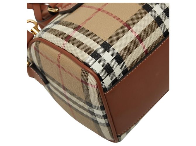 Borsa Mini Bowling Burberry Nova Check Marrone - vista 5