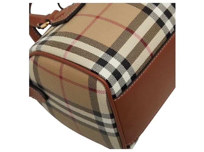 Borsa Mini Bowling Burberry Nova Check Marrone - vista 7