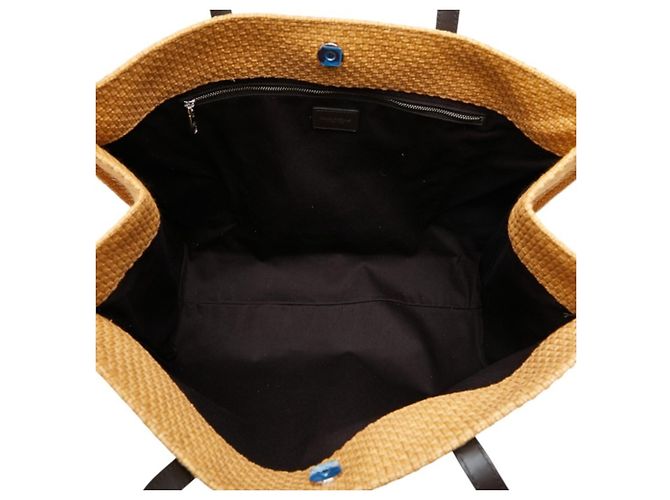 Borsa Tote Dolce & Gabbana in rafia e pelle marrone - vista 8