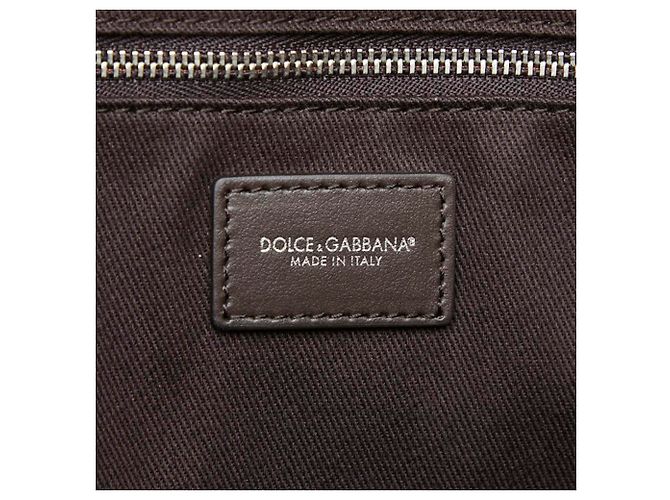 Borsa Tote Dolce & Gabbana in rafia e pelle marrone - vista 9