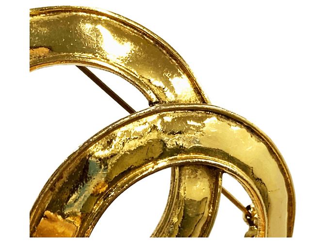 Spilla vintage Chanel Coco Mark placcata in oro D'oro - vista 3