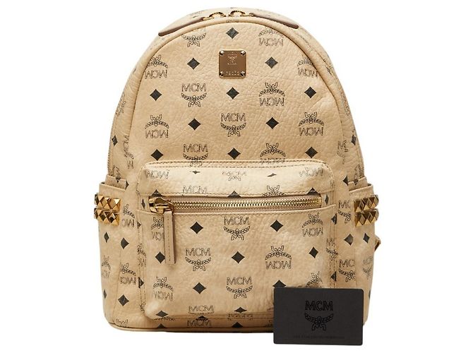 MCM Visetos Logogram Rucksack mit Nieten Beige - Ansicht 13