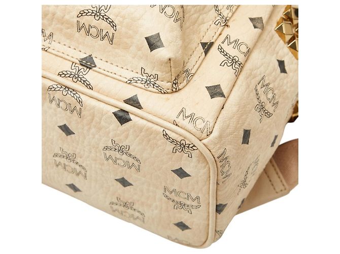 MCM Visetos Logogram Rucksack mit Nieten Beige - Ansicht 4