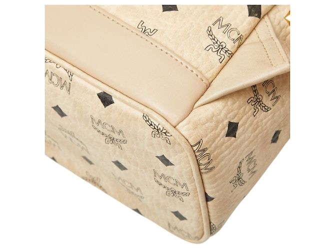 MCM Visetos Logogram Rucksack mit Nieten Beige - Ansicht 6
