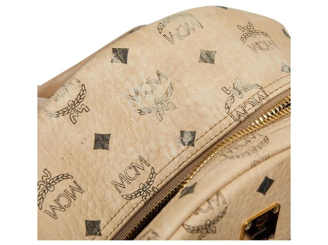 MCM Visetos Logogram Rucksack mit Nieten Beige - Ansicht 9