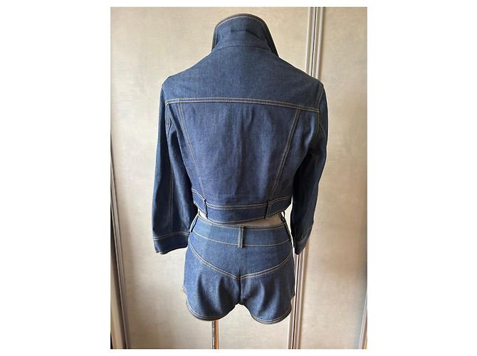 Completo in Denim Christian Dior con Giacca e Pantaloni Marrone Blu - vista 11
