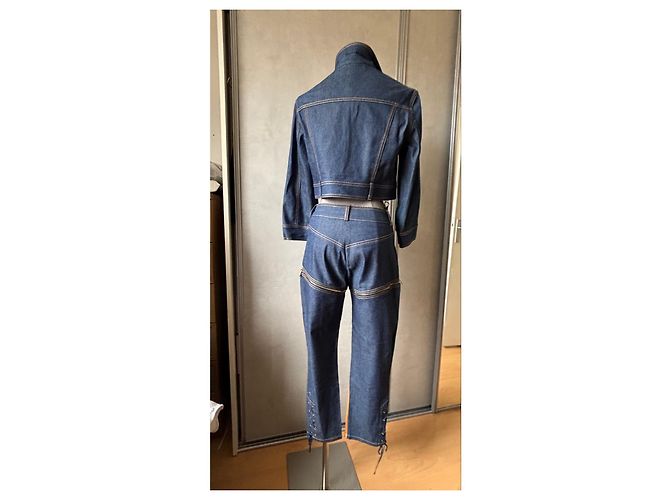 Completo in Denim Christian Dior con Giacca e Pantaloni Marrone Blu - vista 5