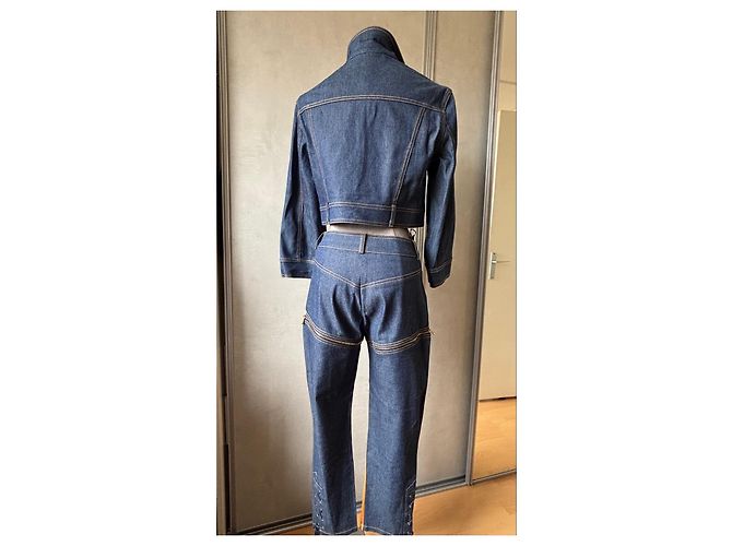 Completo in Denim Christian Dior con Giacca e Pantaloni Marrone Blu - vista 6