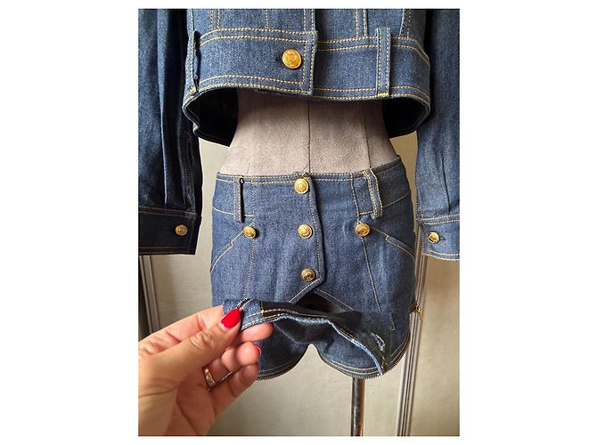 Completo in Denim Christian Dior con Giacca e Pantaloni Marrone Blu - vista 8