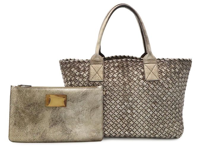 Borsa Tote Cabas PM Intrecciato Bottega Veneta Argento D'oro - vista 2