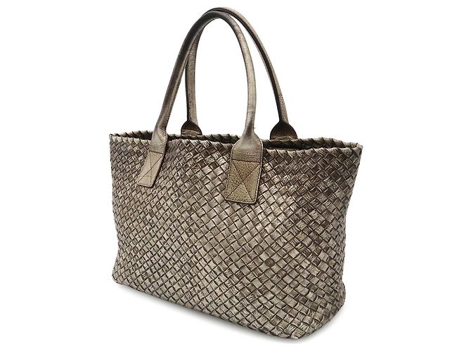 Borsa Tote Cabas PM Intrecciato Bottega Veneta Argento D'oro - vista 3