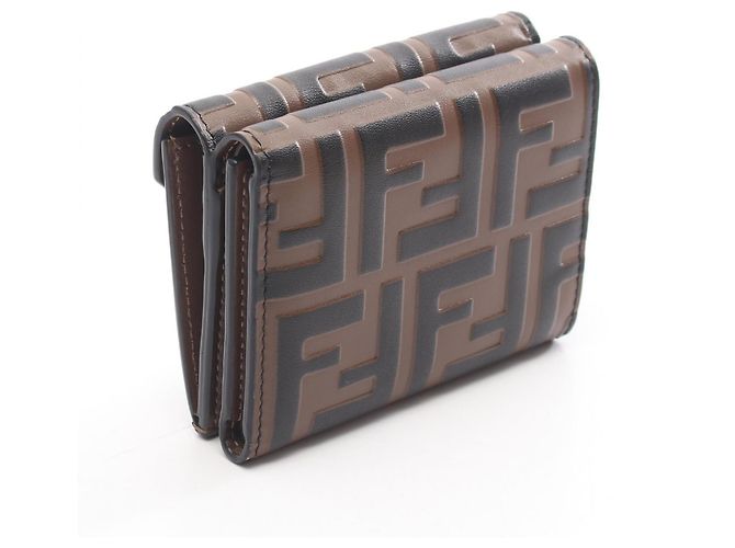 Portafoglio tri-fold FF Diamond Fendi Marrone Nero - vista 2