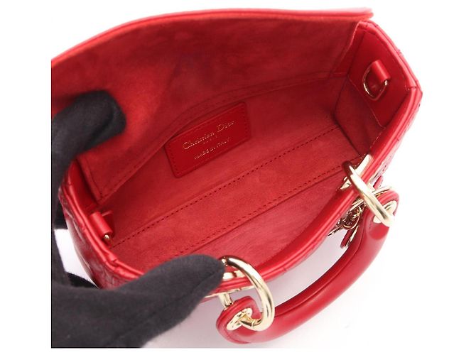 Christian Dior Dior LADY D-JOY Micro Cannage Handtasche Rot - Ansicht 3