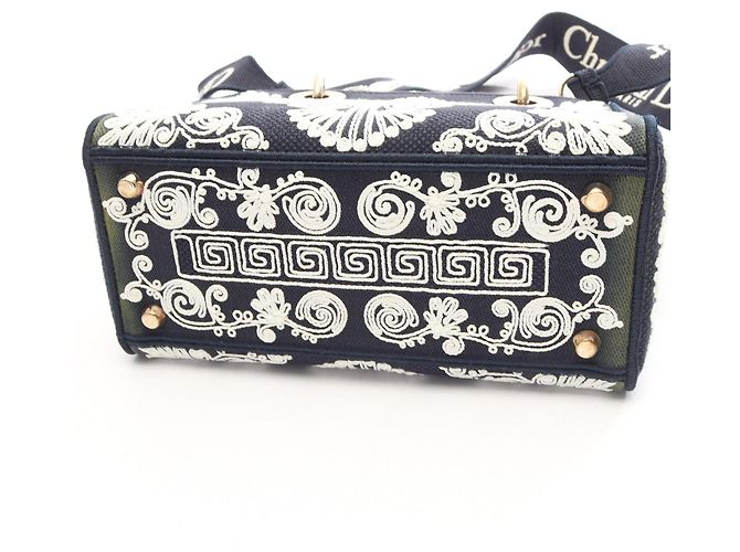 Christian Dior Dior LADY D-LITE Cornelie 2-Way Handtasche Medium Weiß Marineblau - Ansicht 6
