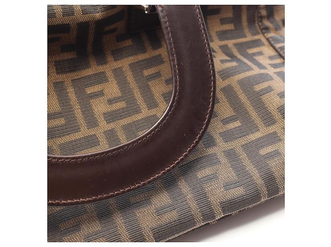 Borsa Tote Fendi Zucca Marrone e Nera Pelle e Tela Nero - vista 10