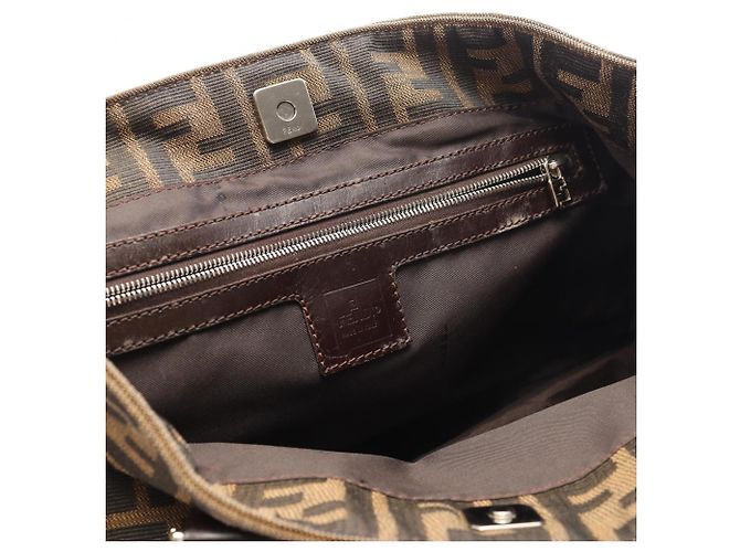 Borsa Tote Fendi Zucca Marrone e Nera Pelle e Tela Nero - vista 5