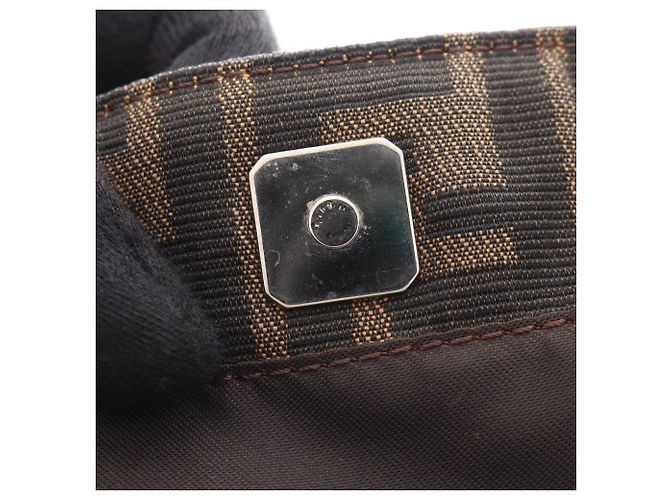 Borsa Tote Fendi Zucca Marrone e Nera Pelle e Tela Nero - vista 6