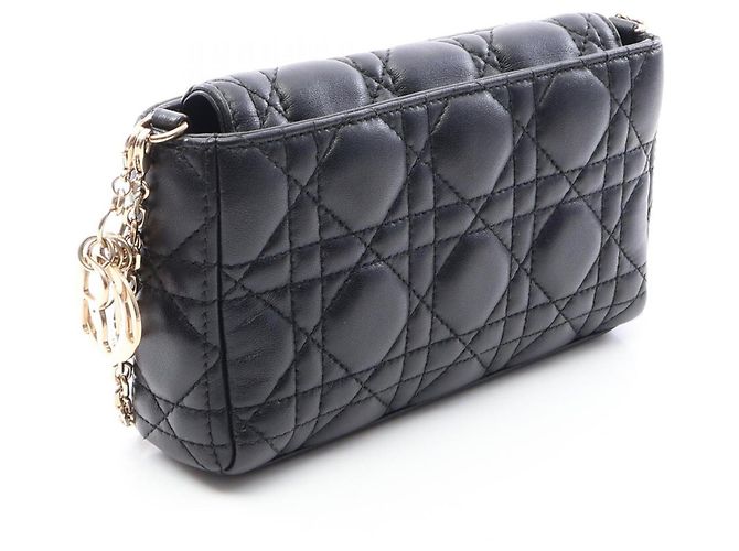 Borsa a tracolla Christian Dior Cannage Nero - vista 2