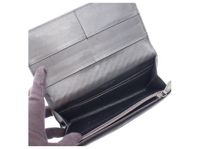 Cartera larga bi-fold Intrecciato Bottega Veneta Negro - vista 3