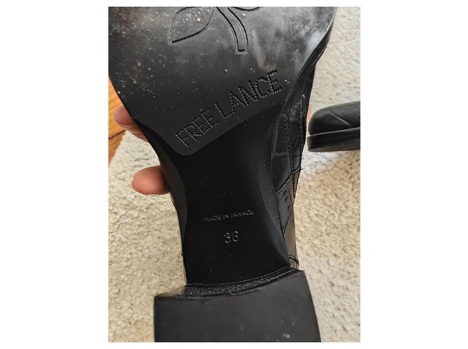Free Lance Black Croc-Effect Leather Western Ankle Boots - view 2