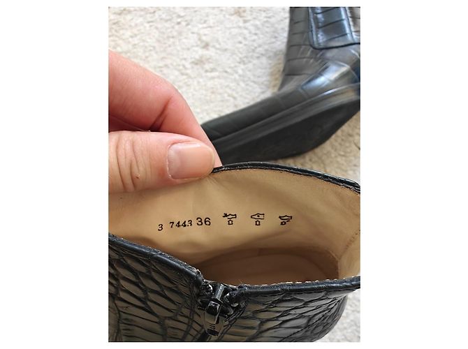 Free Lance Black Croc-Effect Leather Western Ankle Boots - view 3