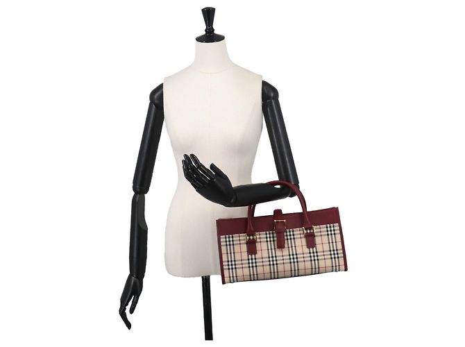 Borsa Burberry Nova Check Beige Bordò - vista 10