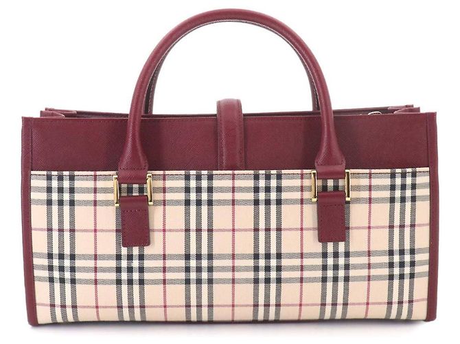 Borsa Burberry Nova Check Beige Bordò - vista 3