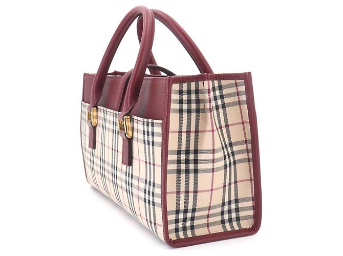 Borsa Burberry Nova Check Beige Bordò - vista 4