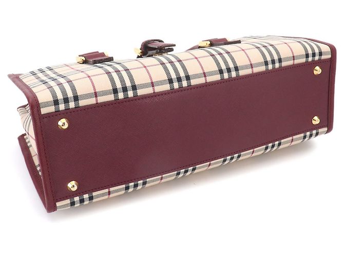 Borsa Burberry Nova Check Beige Bordò - vista 5
