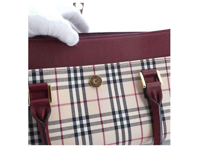 Borsa Burberry Nova Check Beige Bordò - vista 9