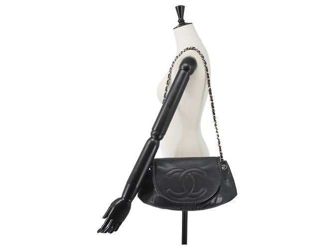Bolsa de Ombro com Corrente Half Moon Chanel Preto Prata - vista 10