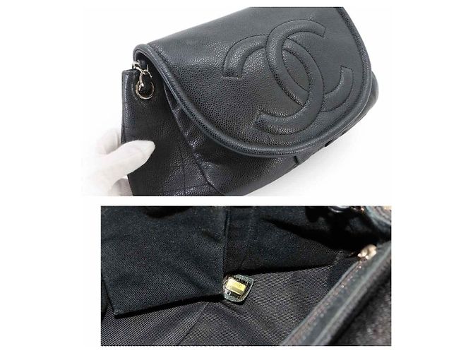 Bolsa de Ombro com Corrente Half Moon Chanel Preto Prata - vista 9